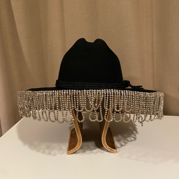 Wyeth Western Glam Black Hat w Rhinestone Fringe  Anthropologie‎ OS main image 12